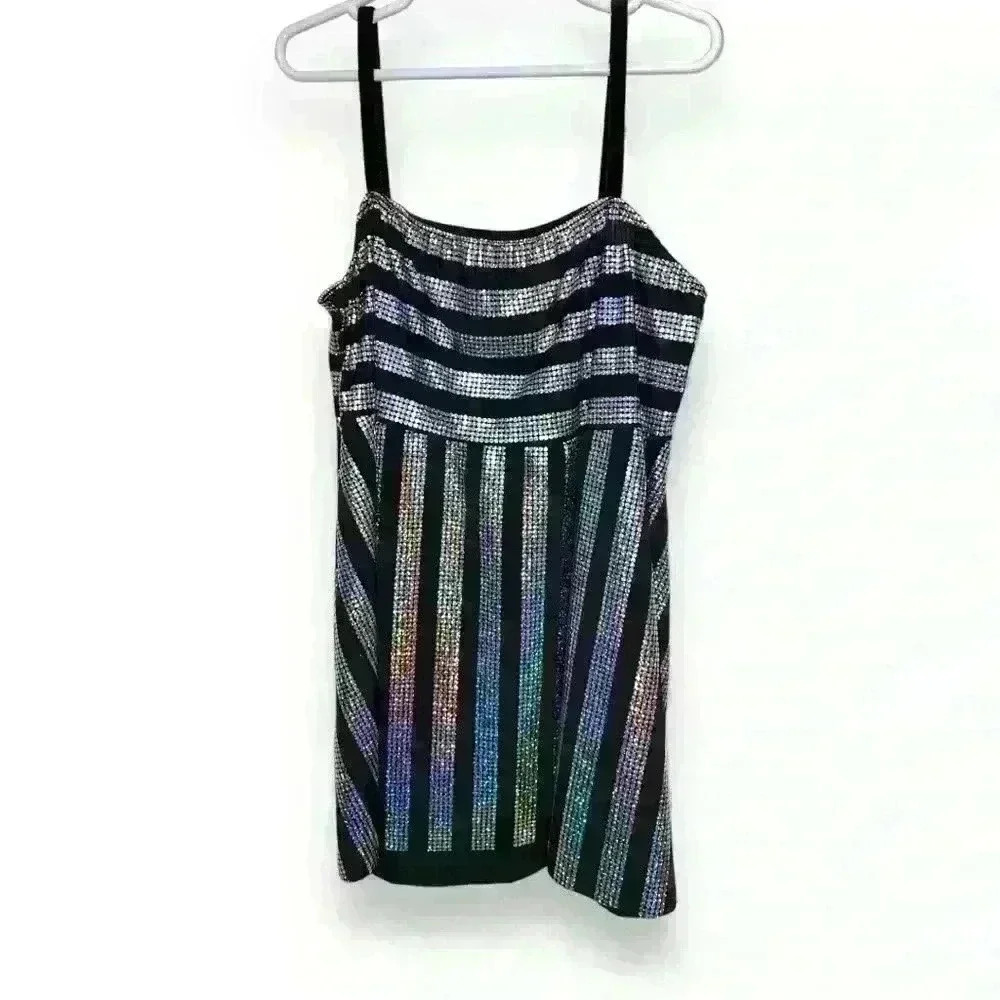 Dance Lyrical Jazz Tap Costume Size Large Adult Silver and Black